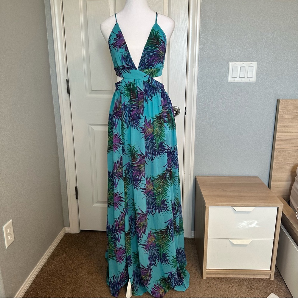 Teal tropical Maxi Dress